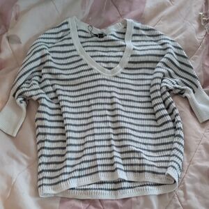 Express Black and White V-Neck Sweater